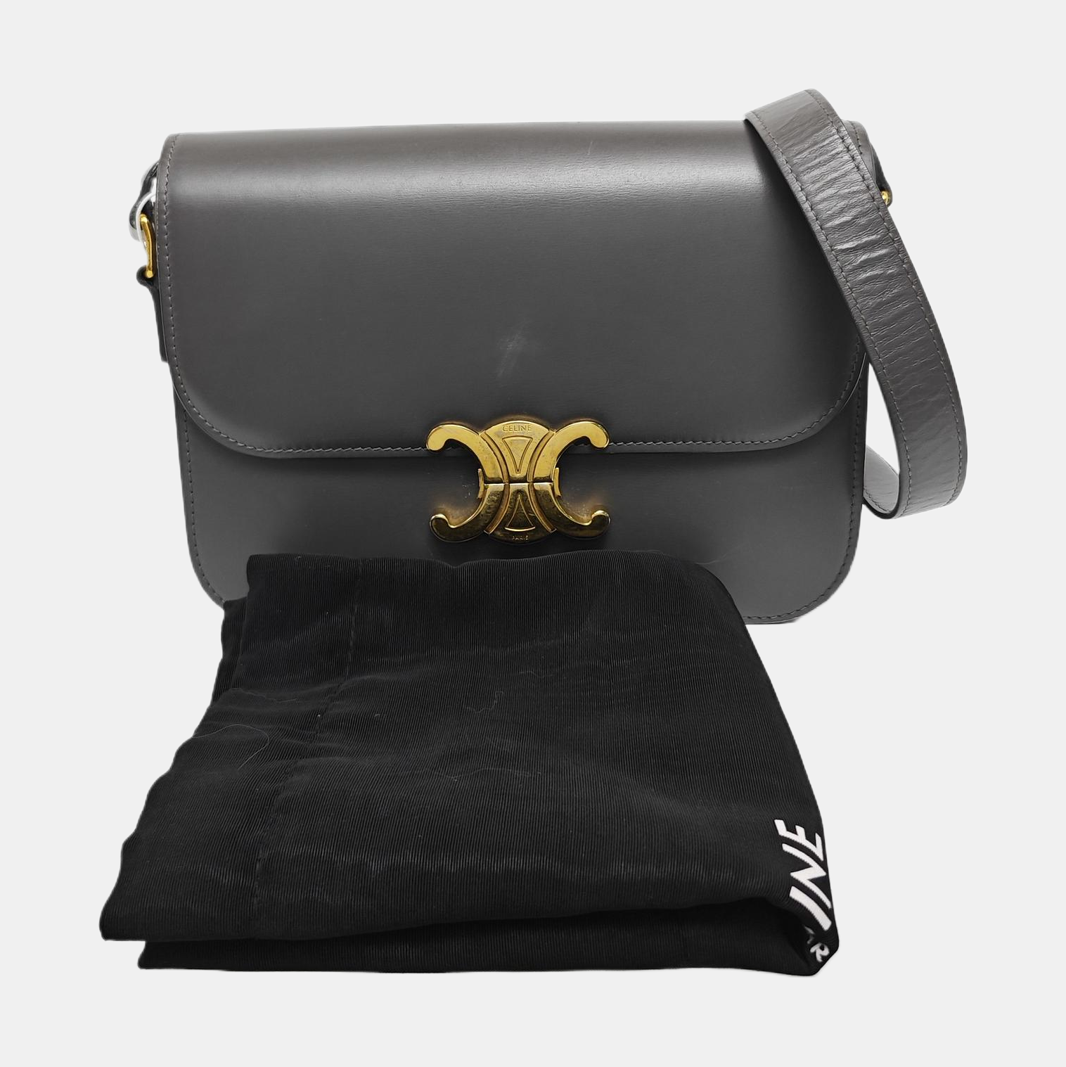 TRIOMPHE Medium Calfskin Gray