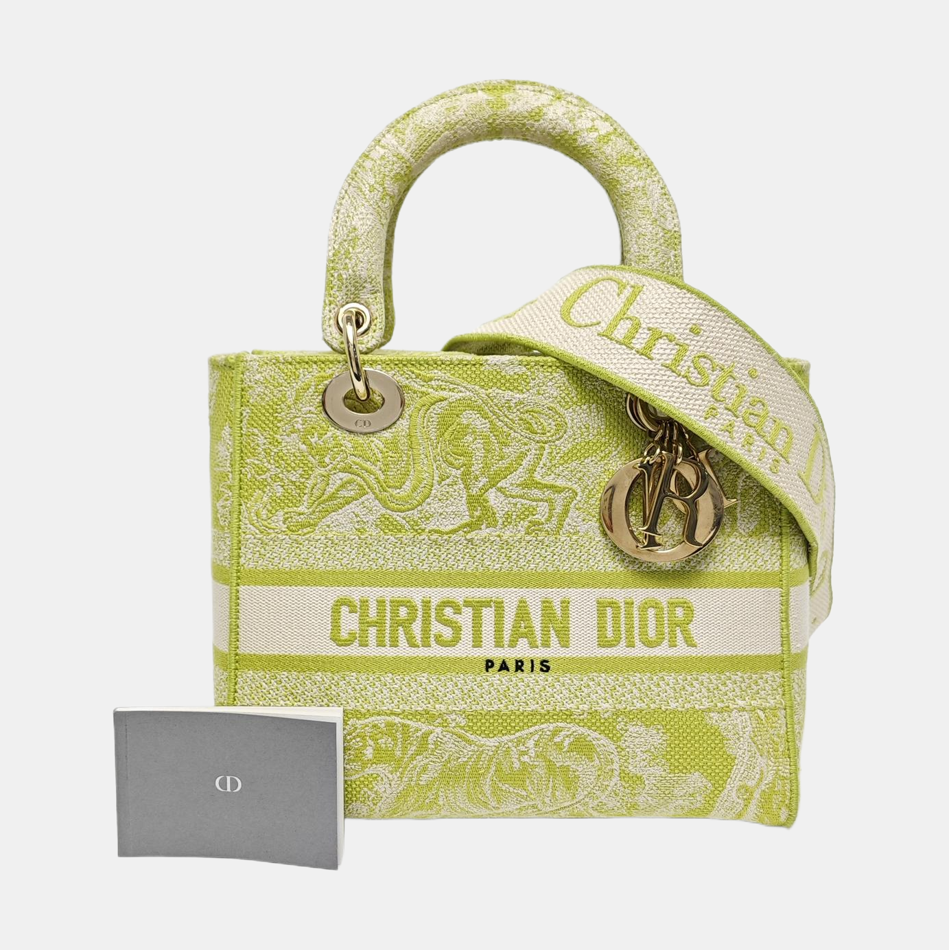 Authenticated pre-owned  Lady D-Lite Medium Fabric Green - Tote Bag at Looply