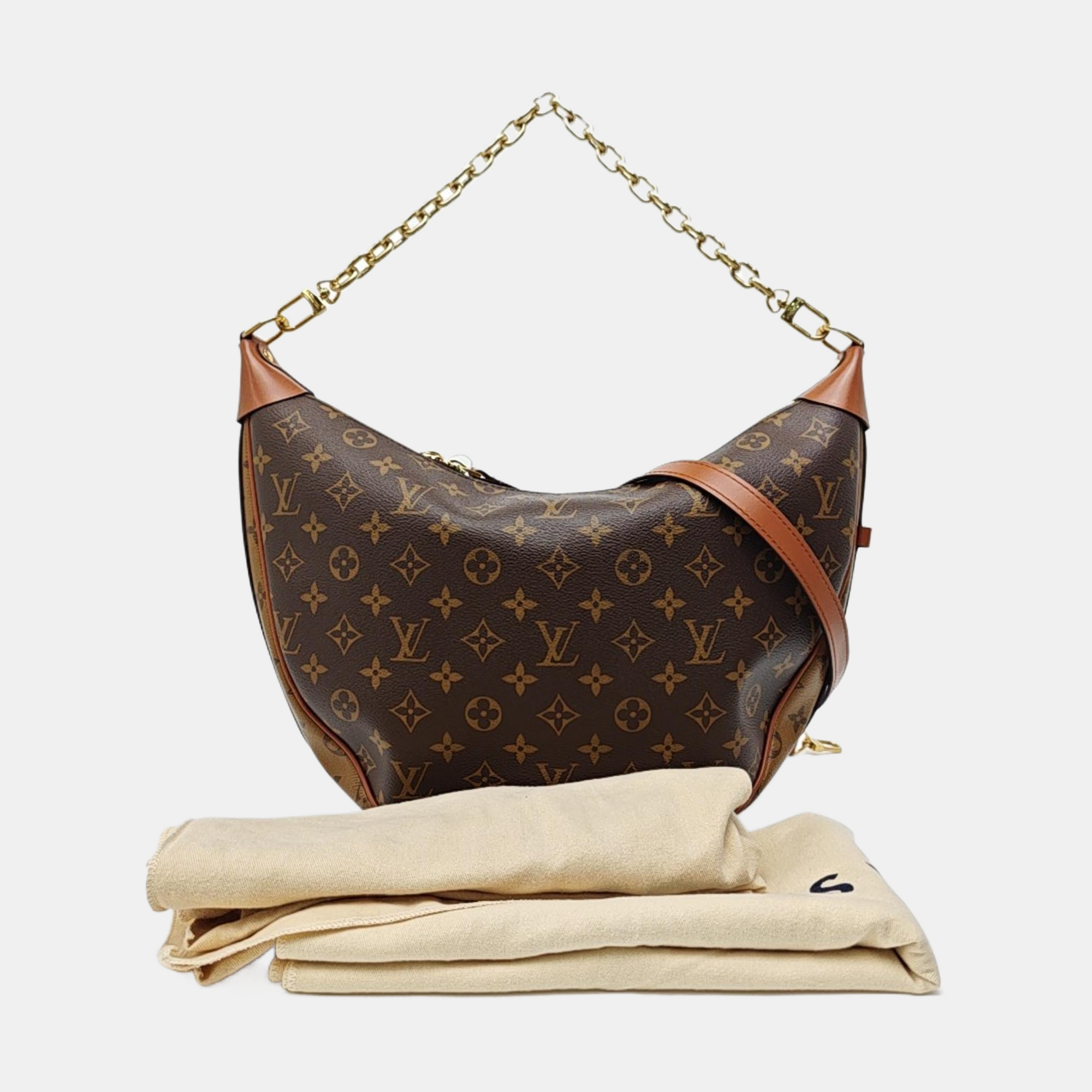 LOOP HOBO Monogram Coated Canvas Brown