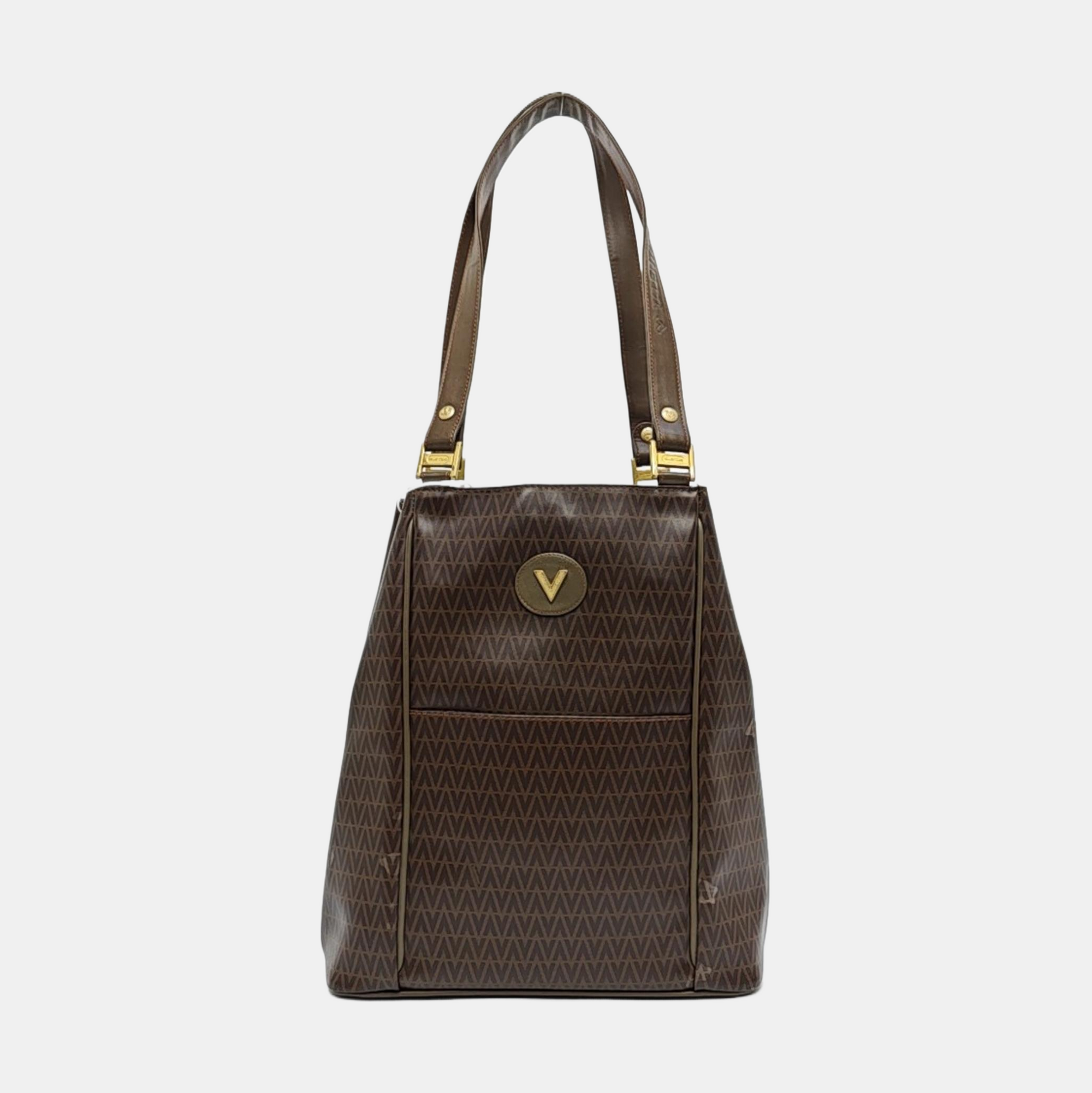 Coated Canvas Tote Bag Large Brown