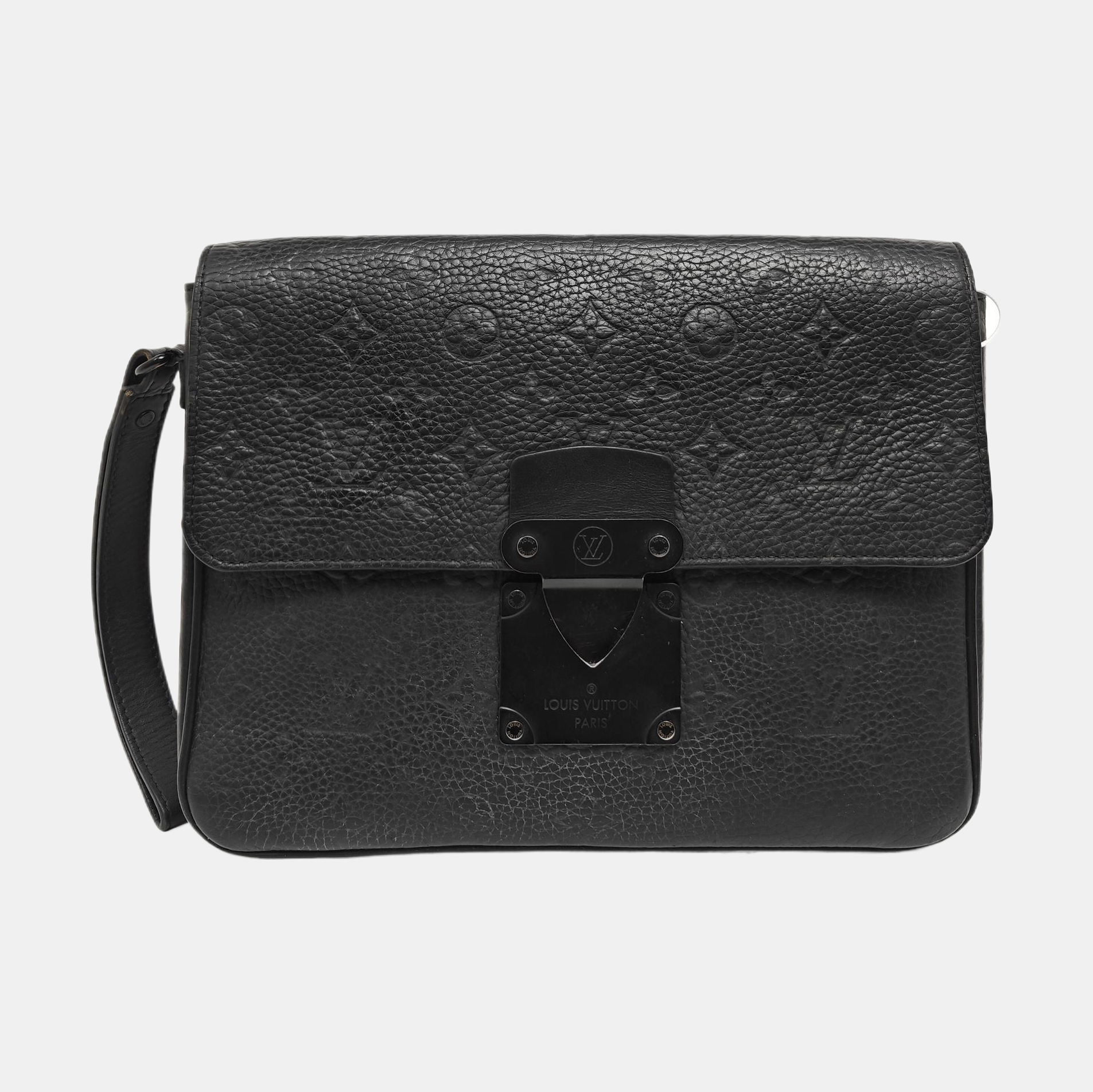 S LOCK Monogram Calfskin Black