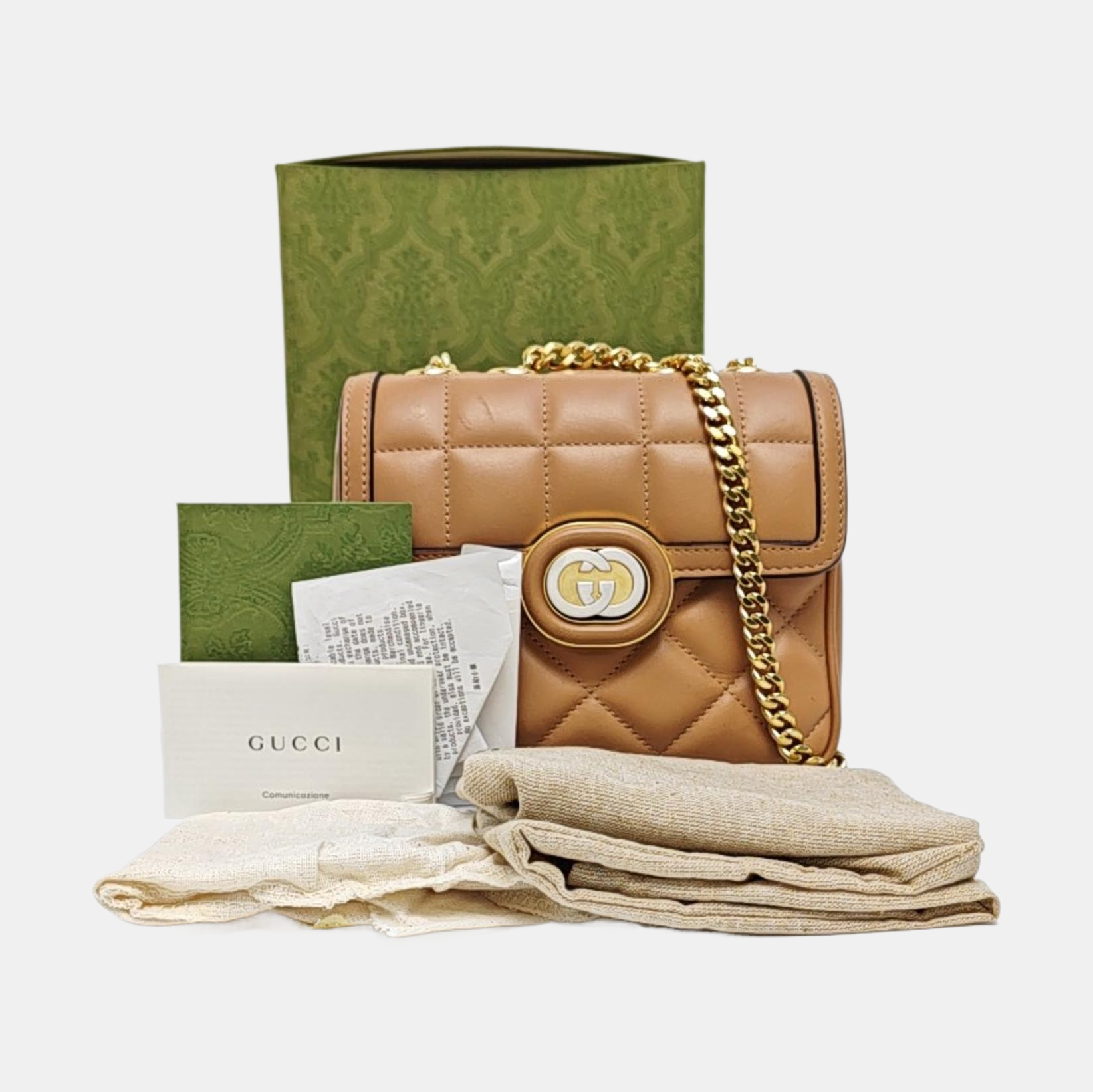 Interlocking G Mini Quilted Calfskin Brown