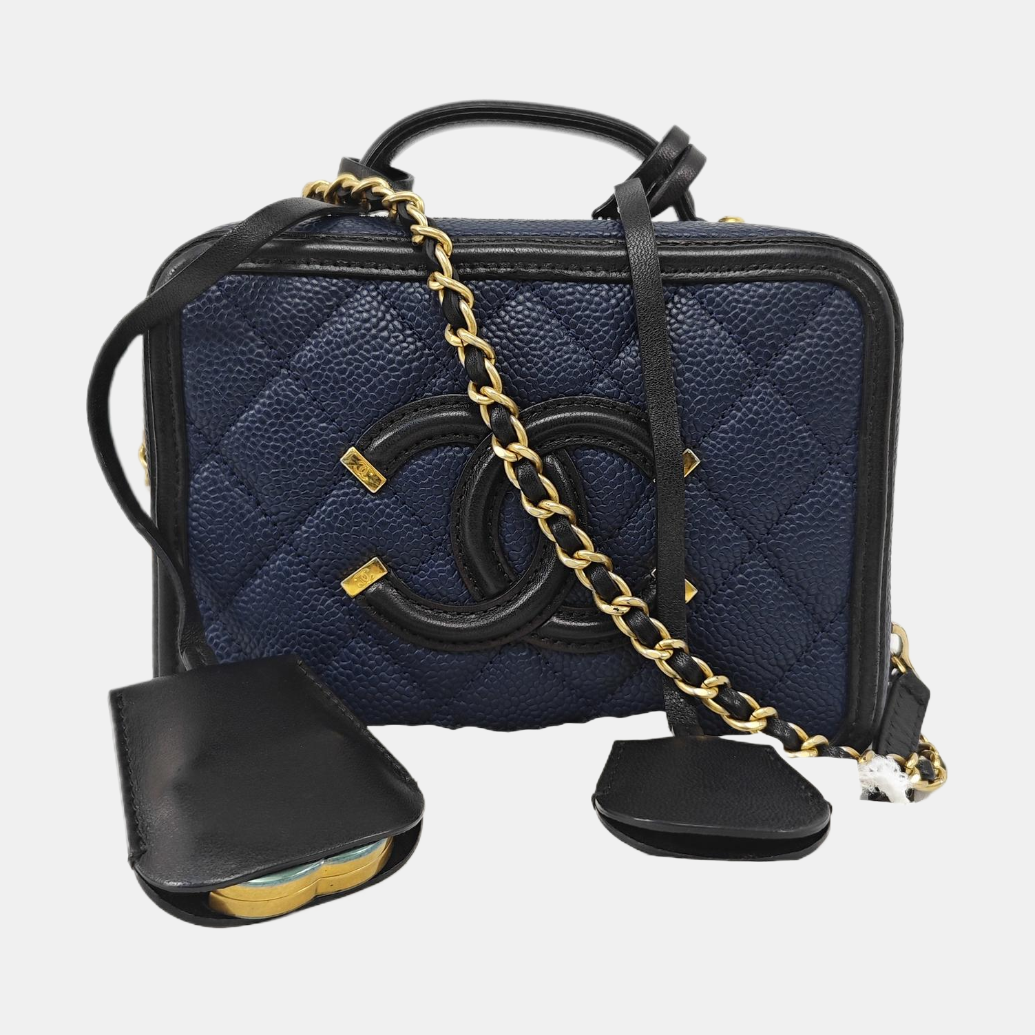 FILIGREE Small Quilted Grained Calfskin Blue