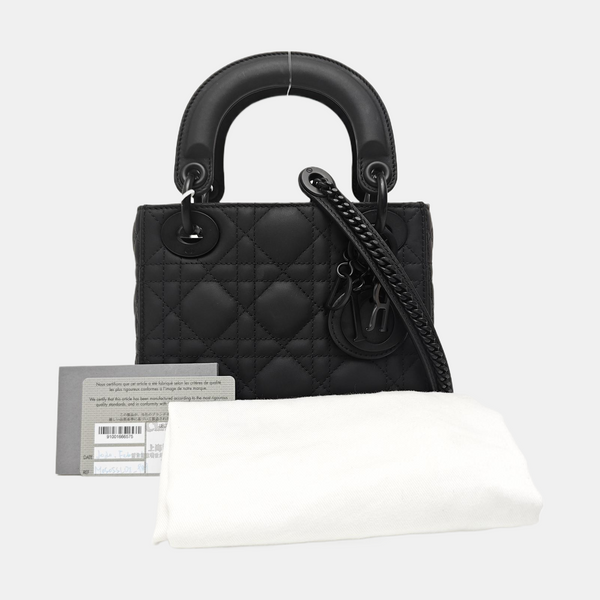 Lady Dior Mini Cannage Calfskin Black