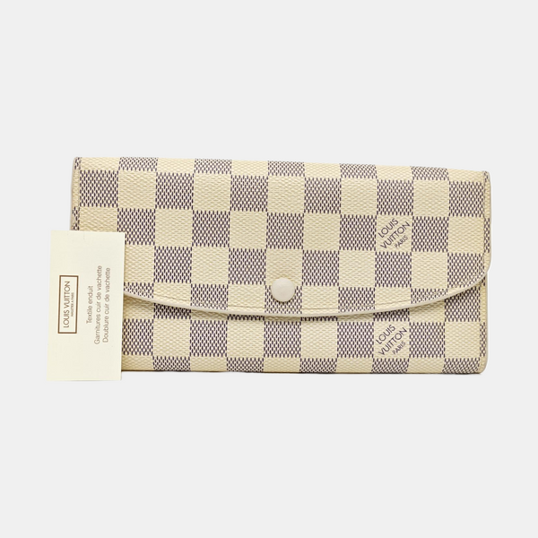 SARAH Damier Azur Coated Canvas White Wallet