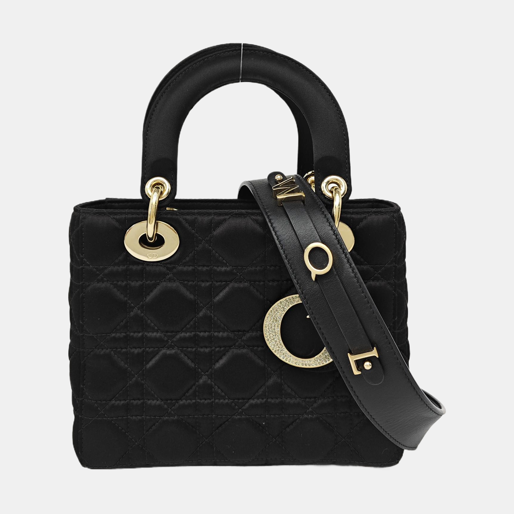 Lady Dior Small Cannage Silk Satin Black