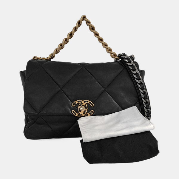 CHANEL 19 Large Quilted Lambskin Black