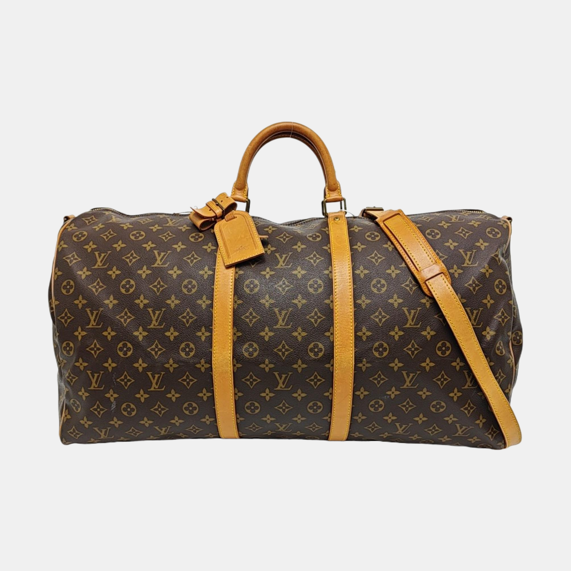 KEEPALL 60 Monogram Coated Canvas Brown