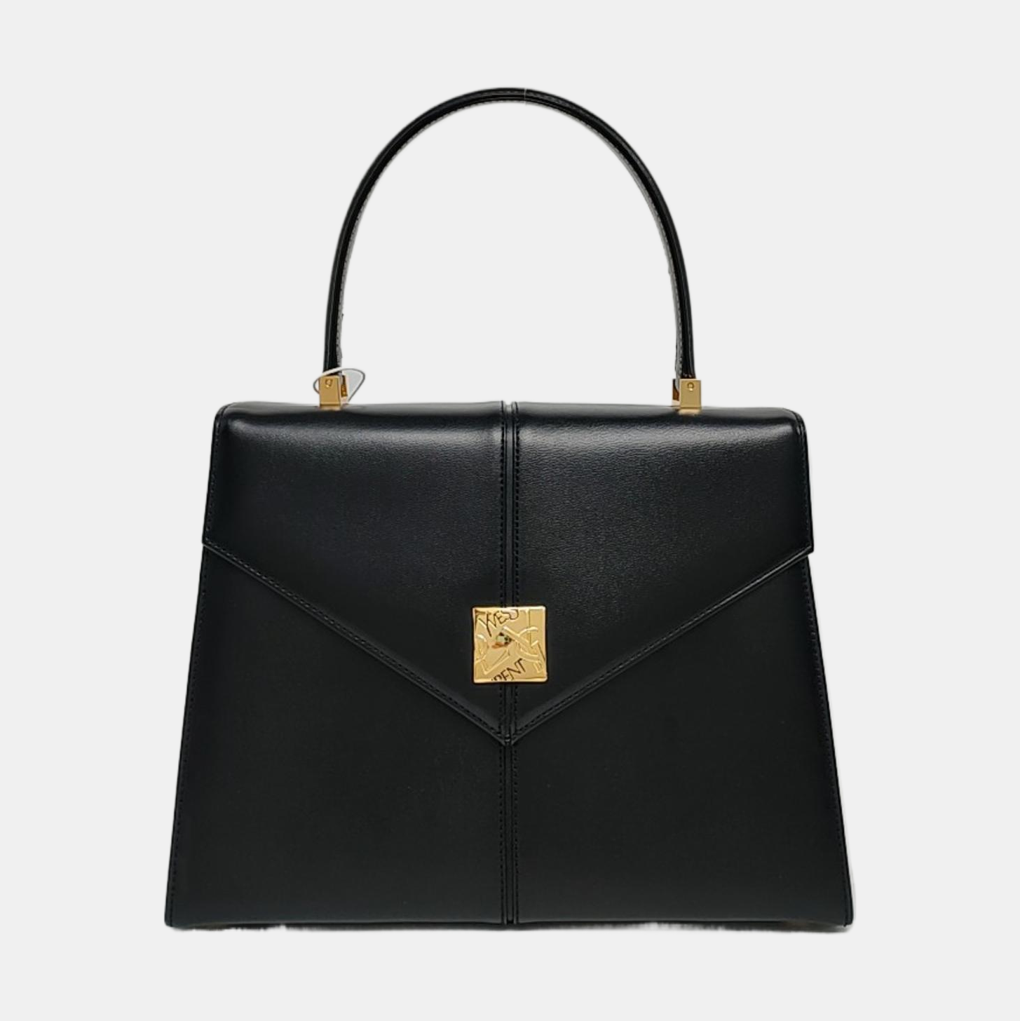 Quilted Calfskin Top Handle Bag Black