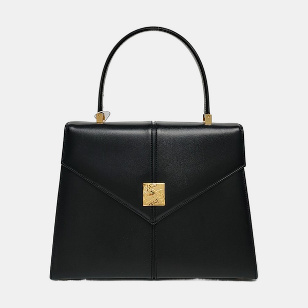 Quilted Calfskin Top Handle Bag Black