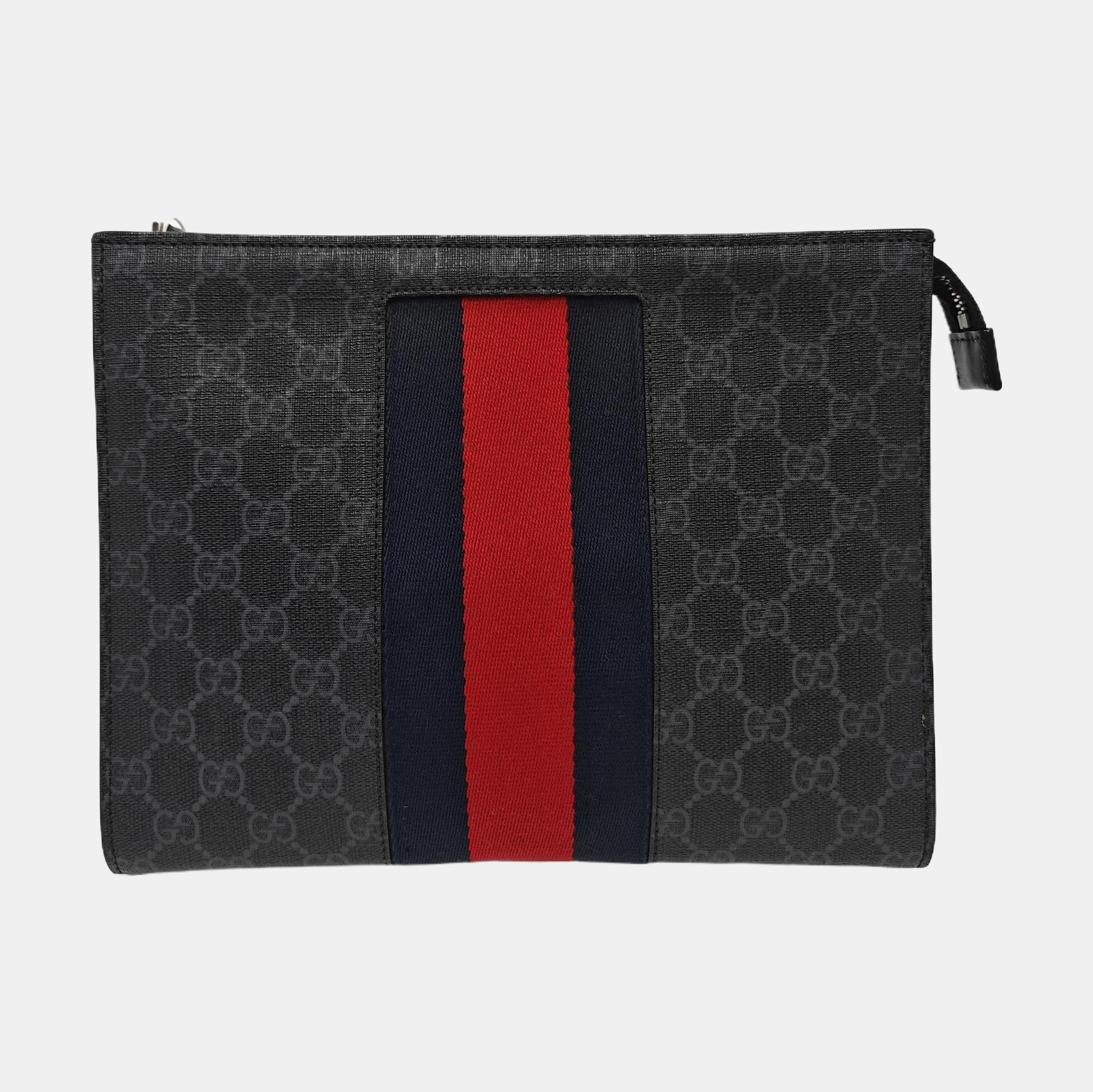 GG Supreme Monogram Coated Canvas Gray