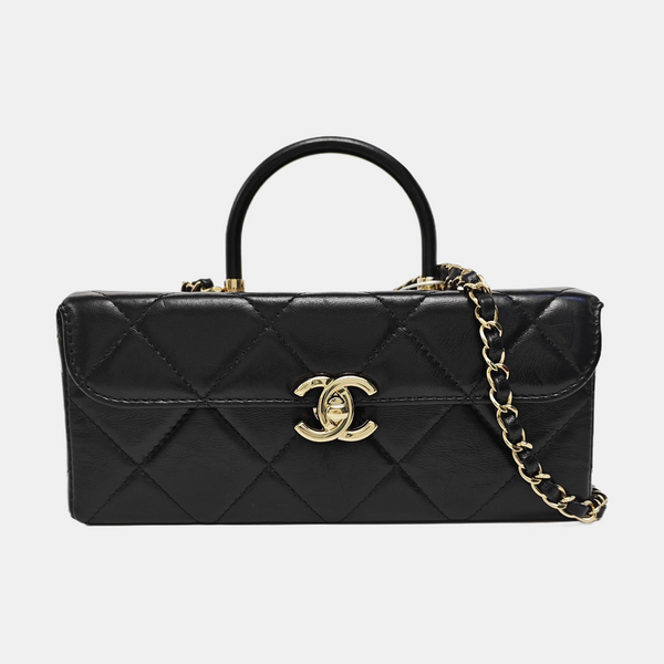 Quilted Calfskin Shoulder Bag Black