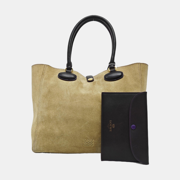 Suede Top Handle Bag Beige