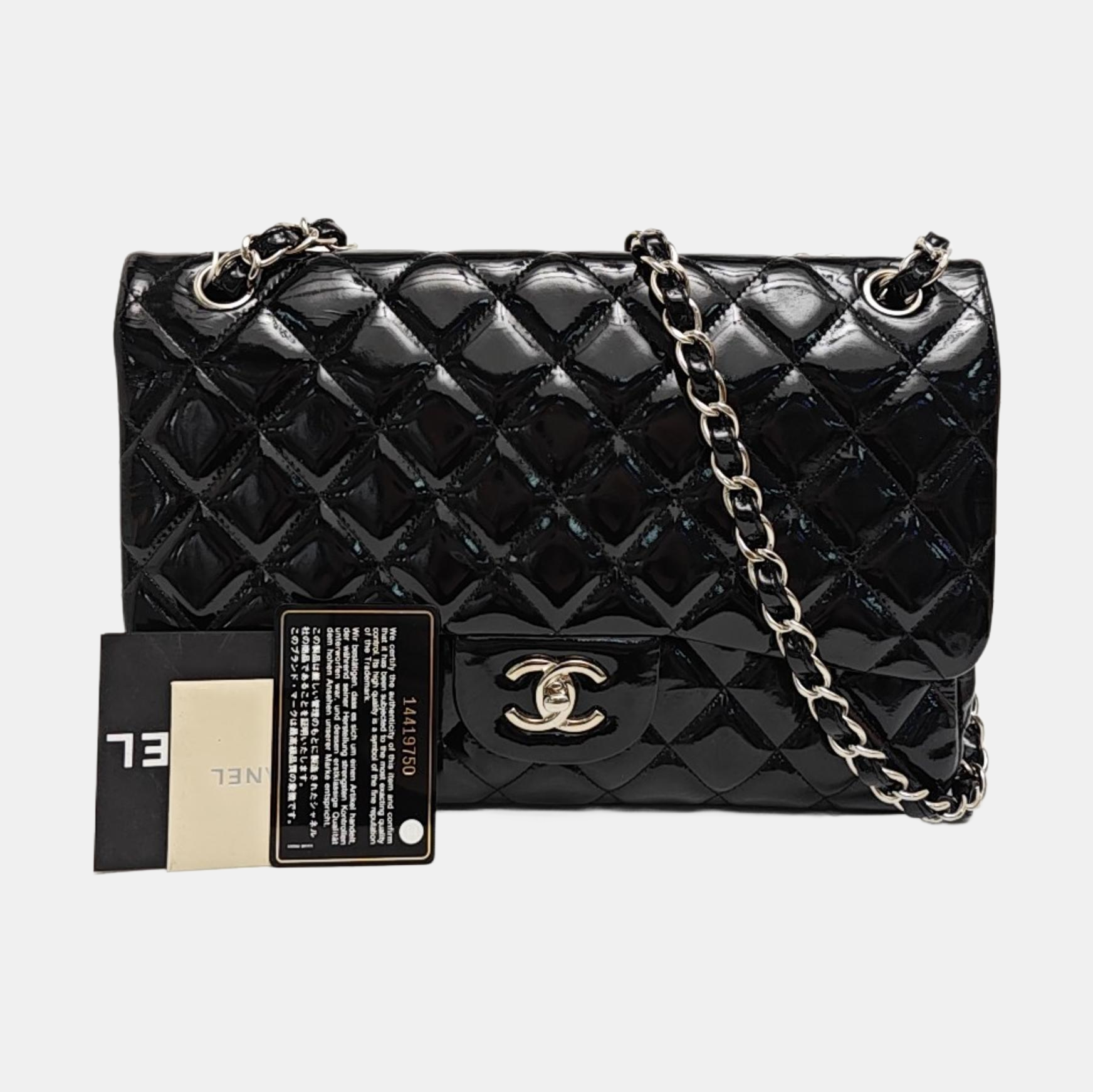 CLASSIC FLAP Jumbo Quilted Patent Leather Black