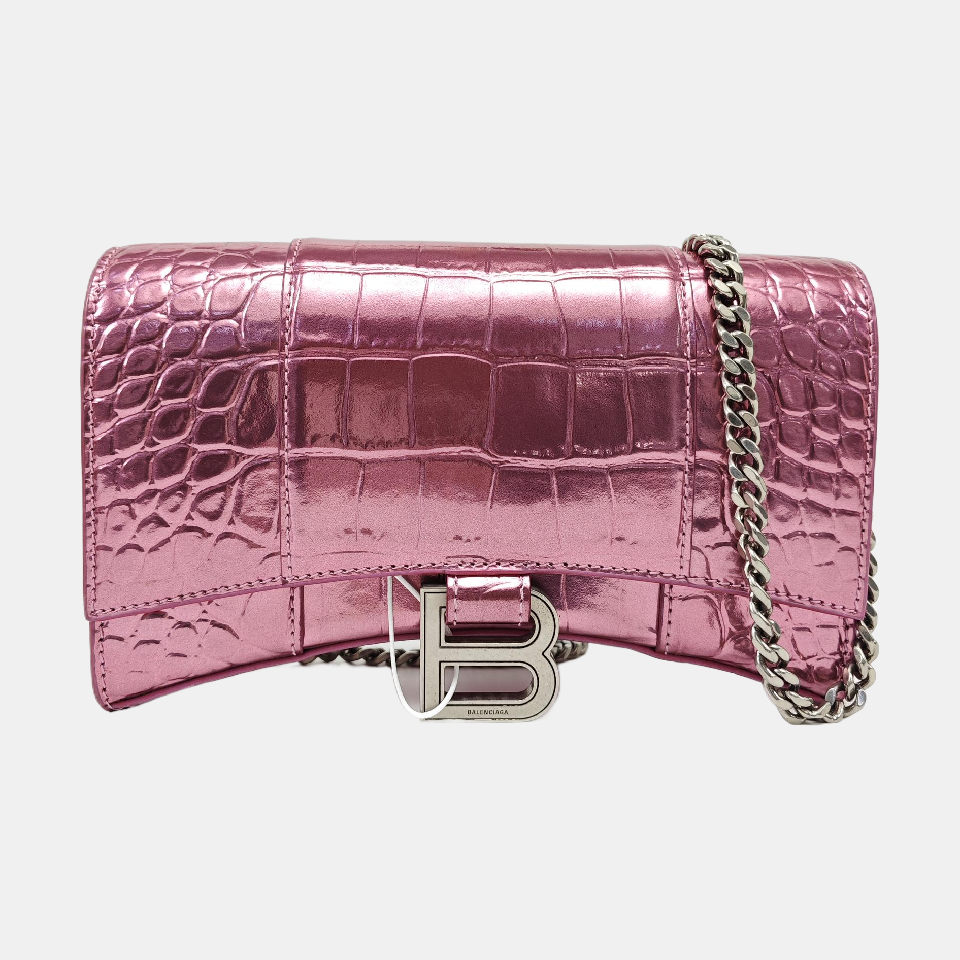 Hourglass Wallet On Chain Small Calfskin Pink