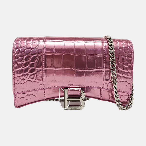 Hourglass Wallet On Chain Small Calfskin Pink