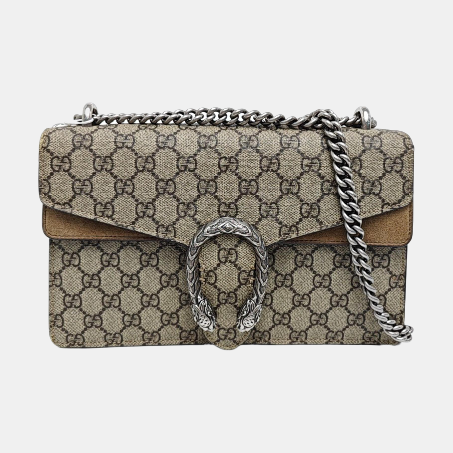 Dionysus Small Monogram Coated Canvas Beige