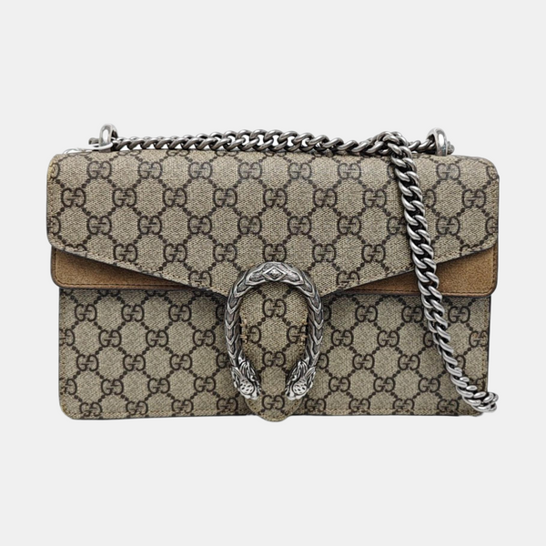 Dionysus Small Monogram Coated Canvas Beige