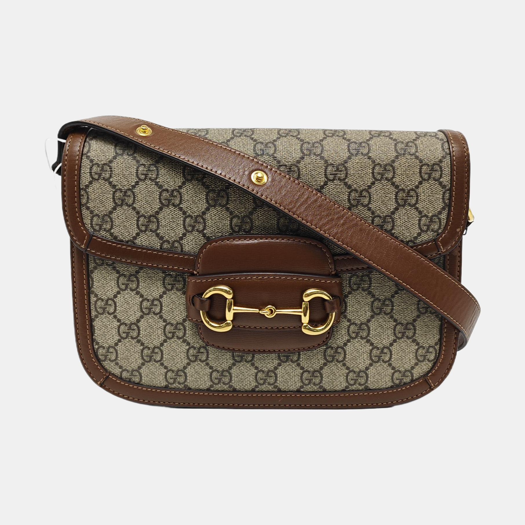 Horsebit 1955 Medium Monogram Coated Canvas Beige