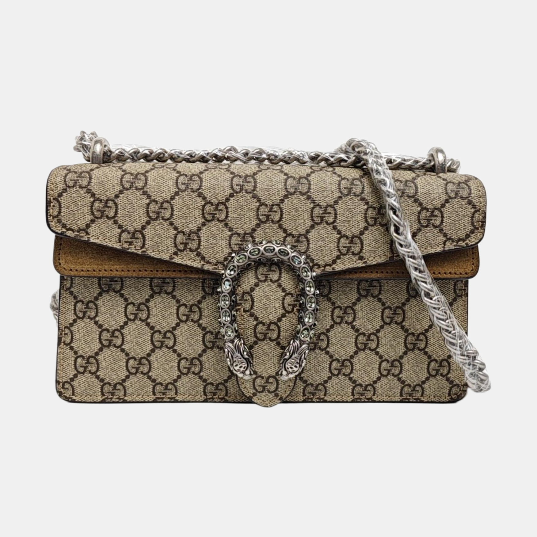 Dionysus Small Monogram Coated Canvas Beige