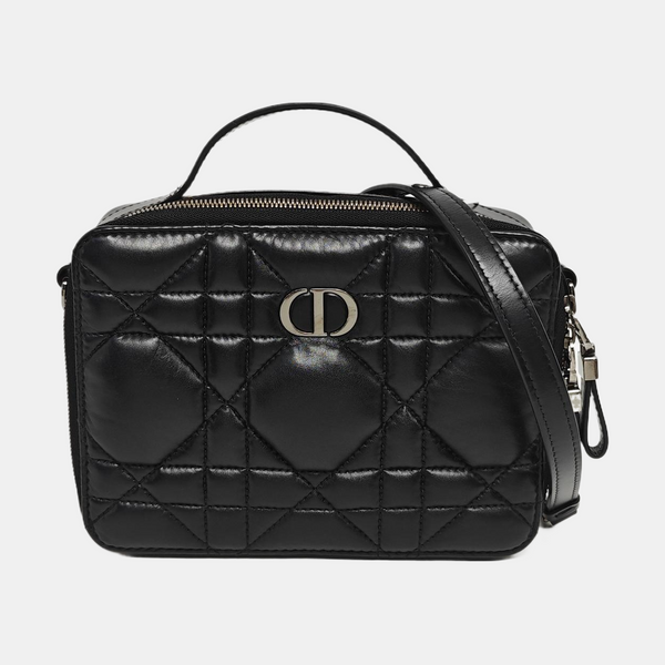 Cannage Calfskin Shoulder Bag Black
