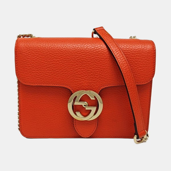 Interlocking G Small Calfskin Orange