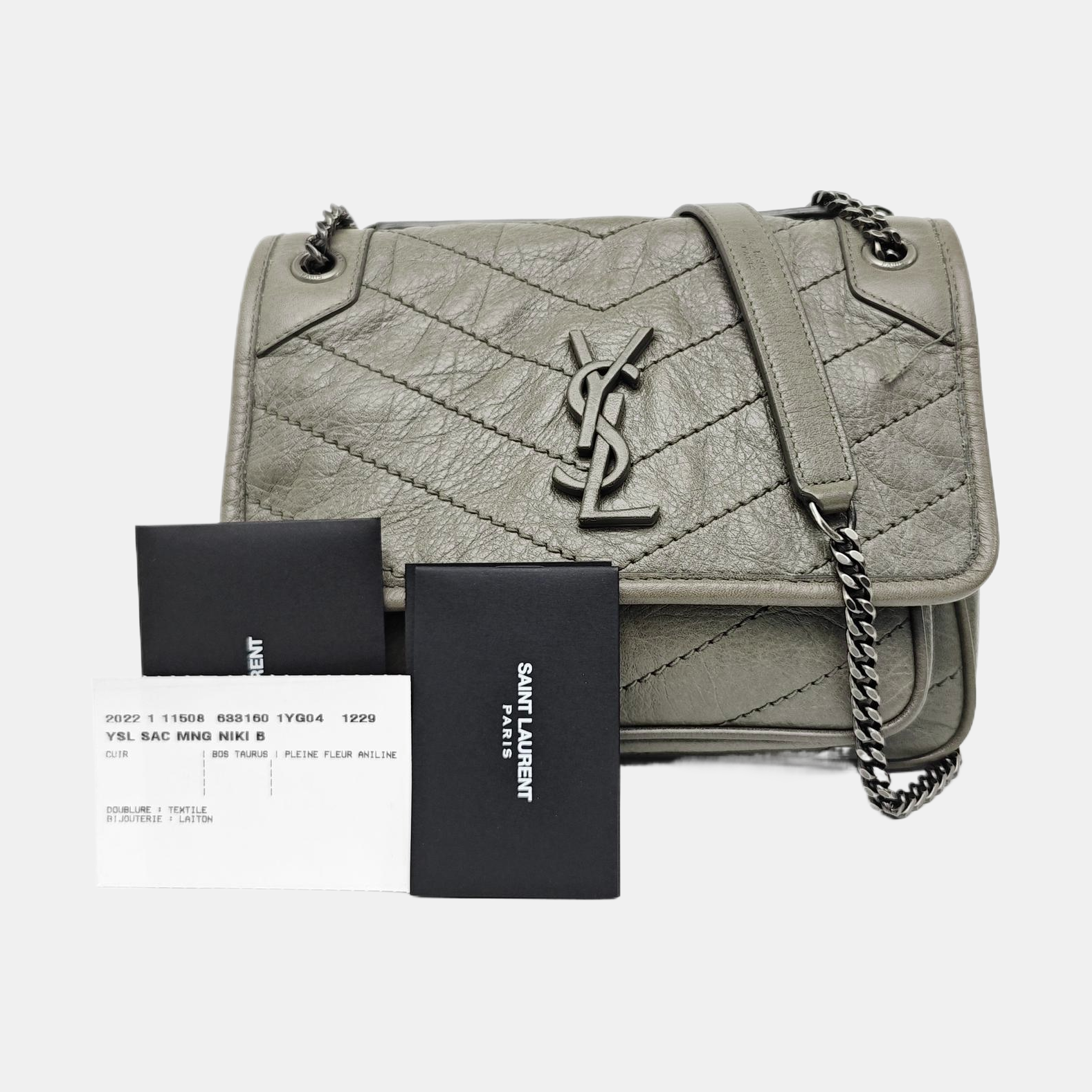 NIKI Small Chevron Calfskin Green