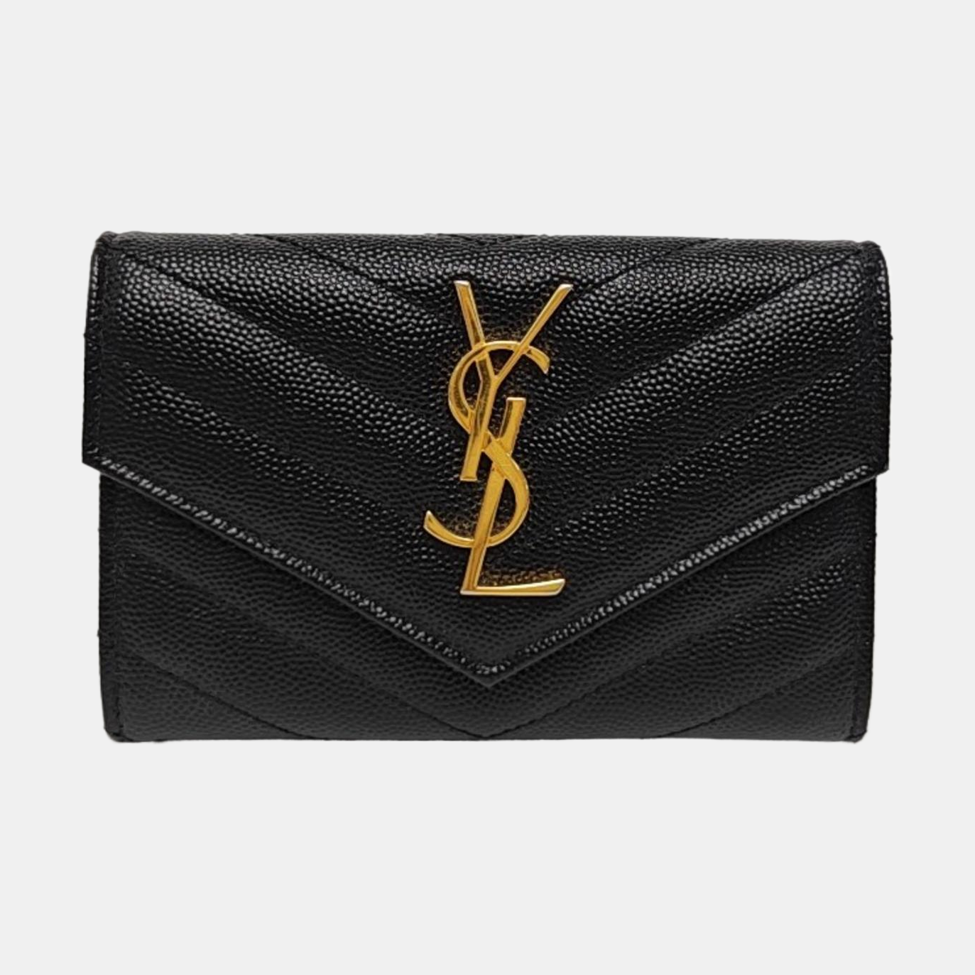 MONOGRAM Small Chevron Calfskin Black Card Holder