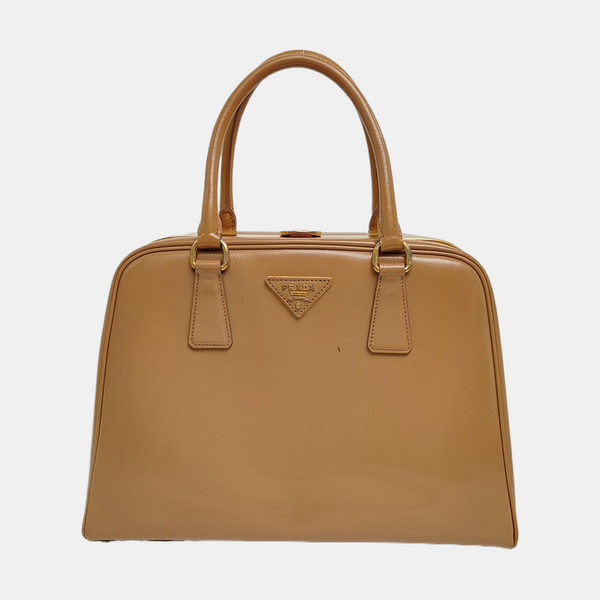 Saffiano Calfskin Top Handle Bag Beige