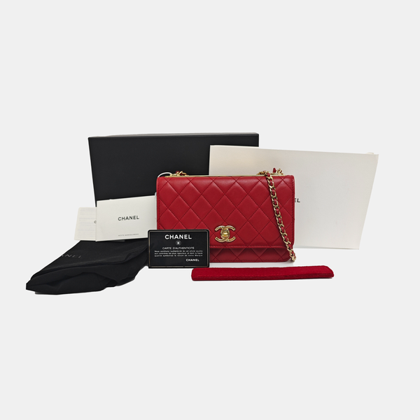 WOC Quilted Lambskin Red