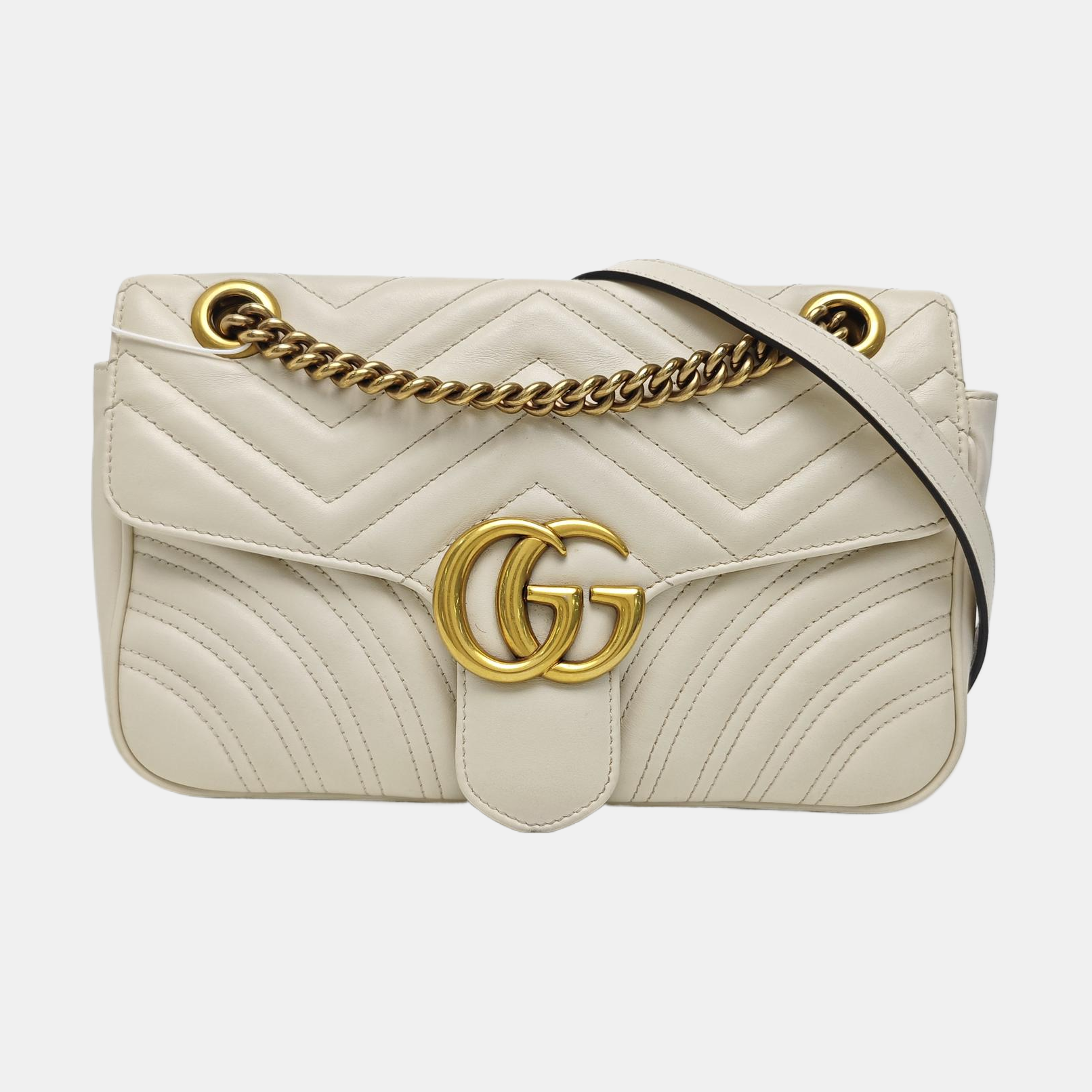 GG Marmont Medium Quilted Calfskin White