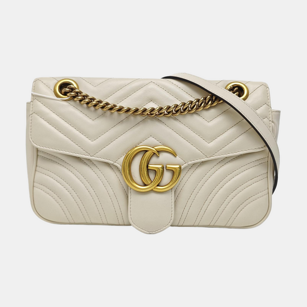 GG Marmont Medium Quilted Calfskin White