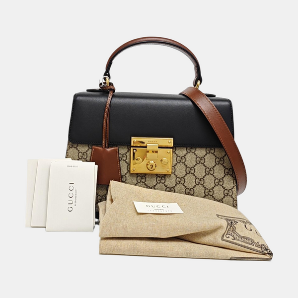 Padlock Small Monogram Coated Canvas Beige