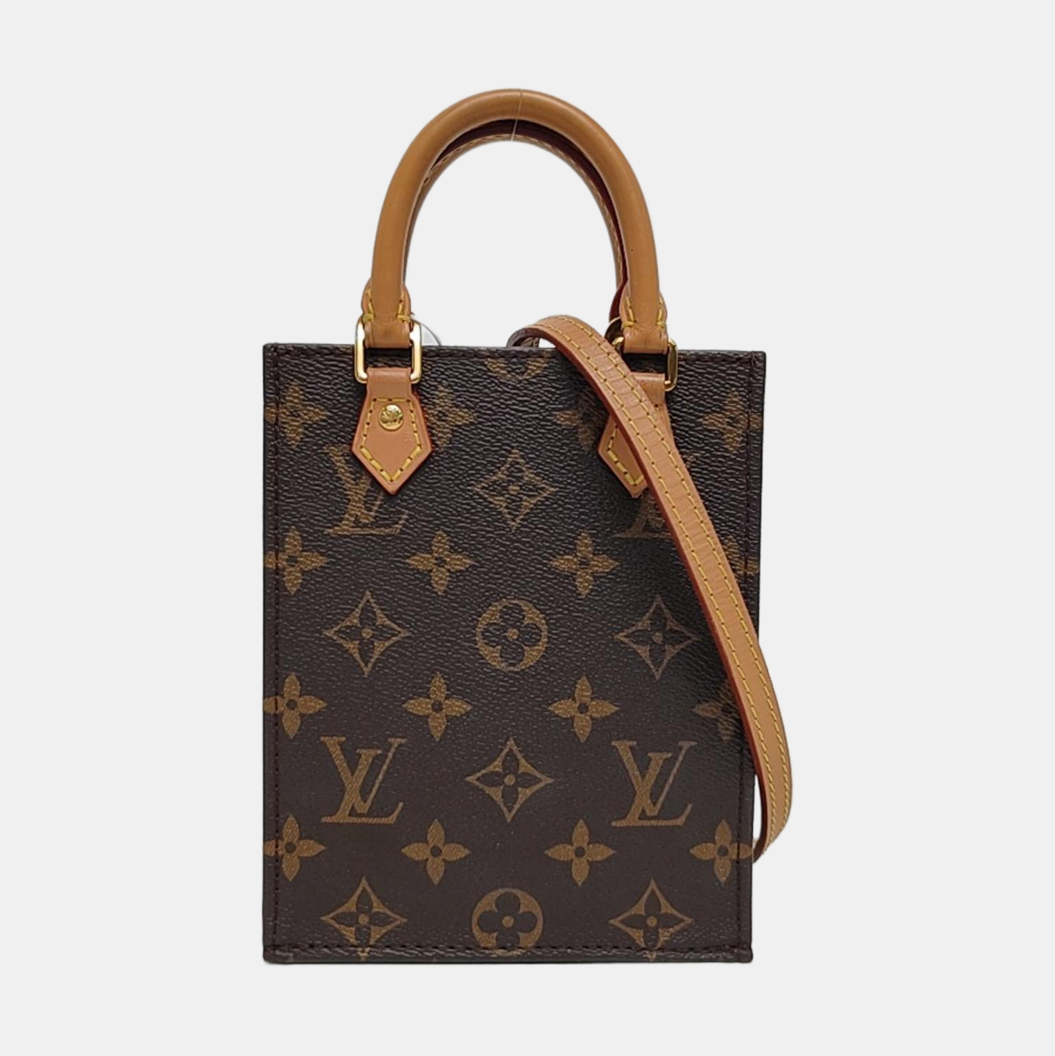 SAC PLAT Mini Monogram Coated Canvas Brown