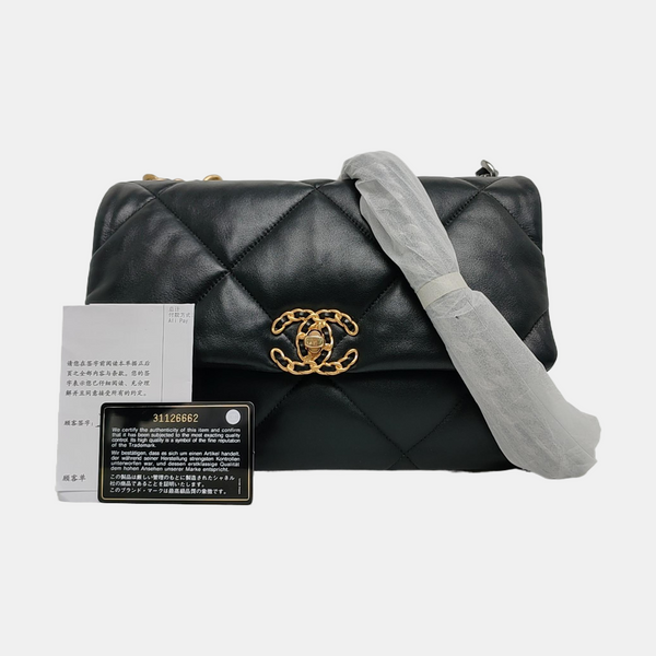 CHANEL 19 Large Quilted Lambskin Black