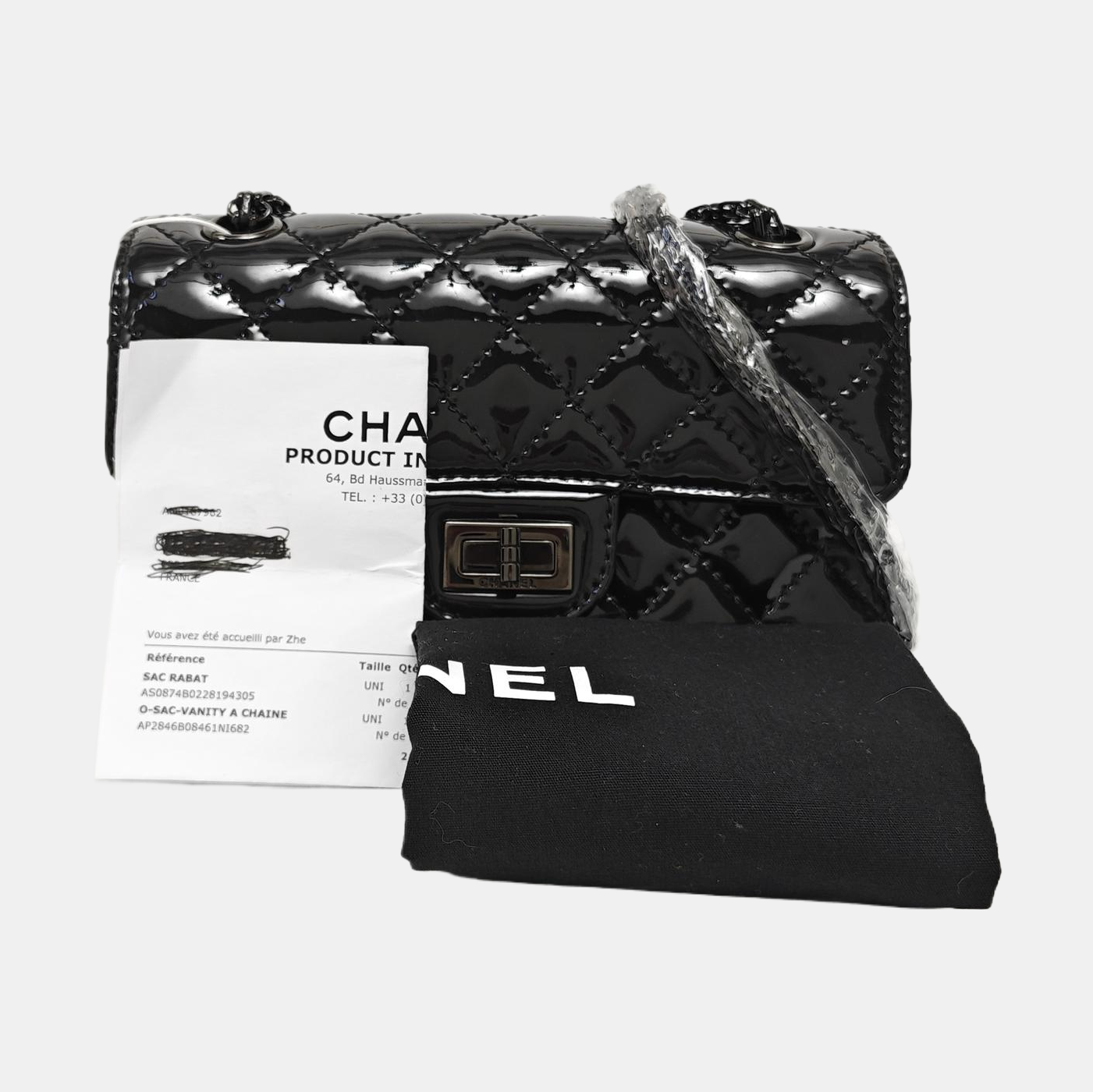 2.55 224 (mini) Quilted Patent Calfskin Black