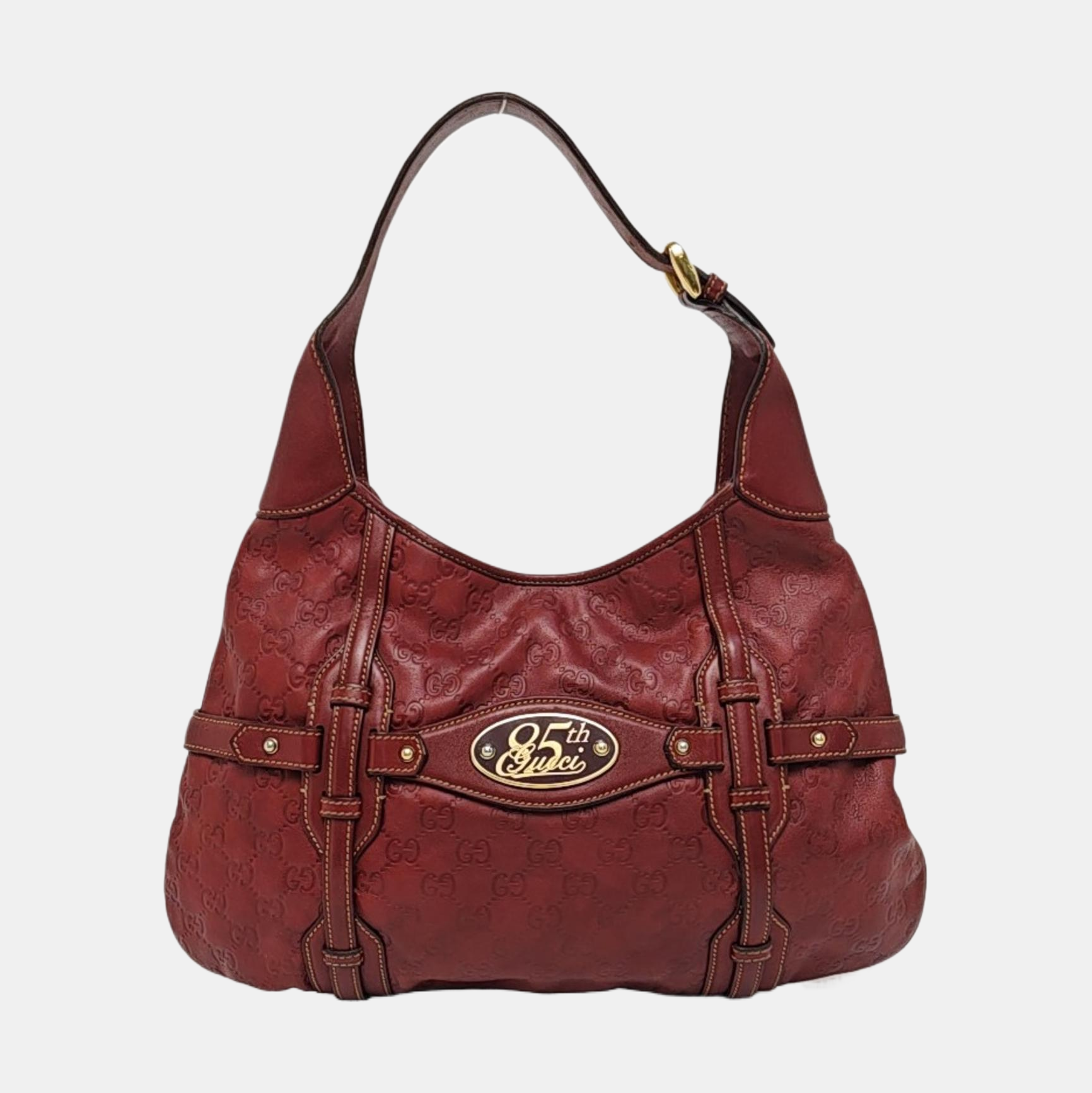 Monogram Calfskin Shoulder Bag Red