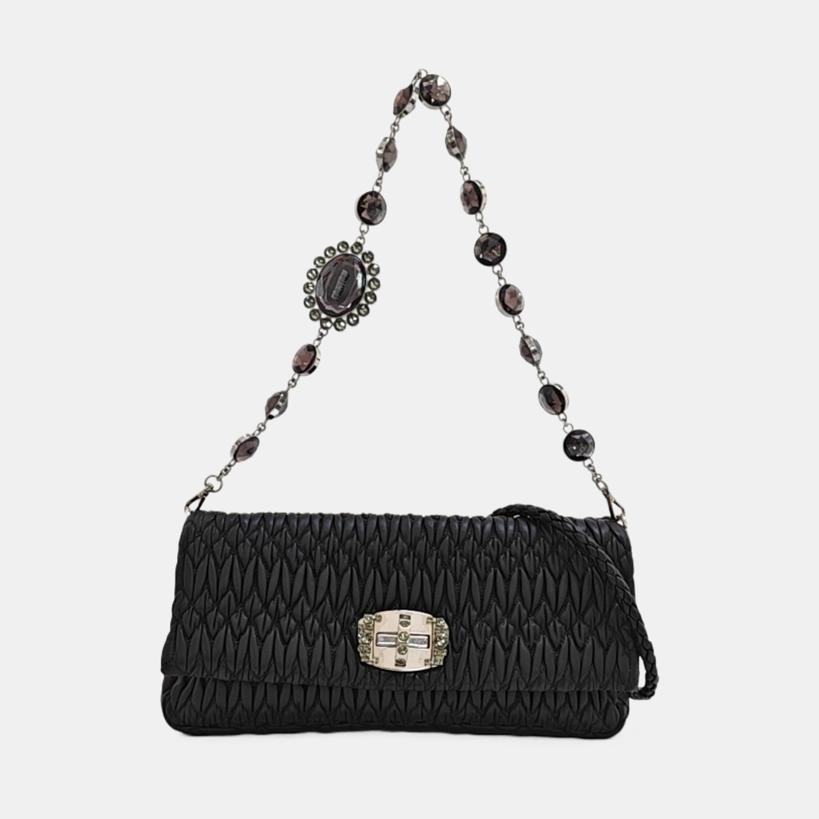 Quilted Lambskin Shoulder Bag Black