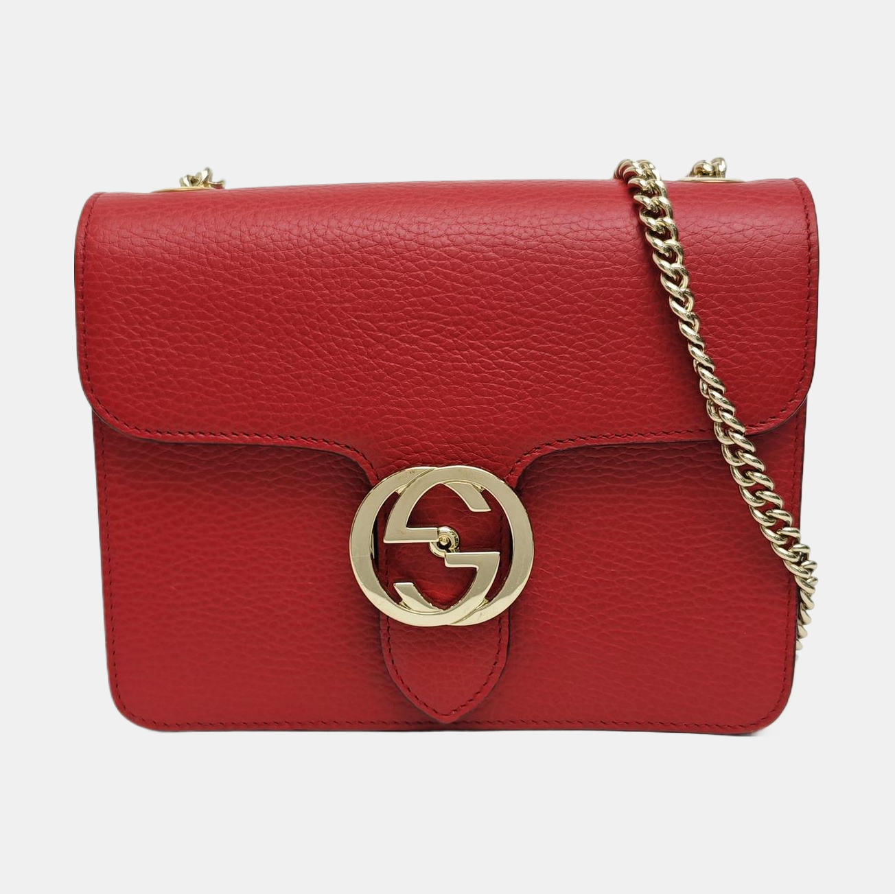 Interlocking G Small Calfskin Red