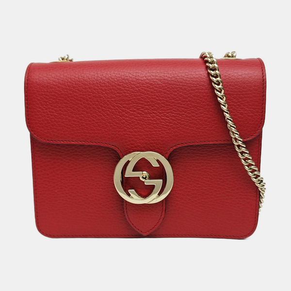 Interlocking G Small Calfskin Red