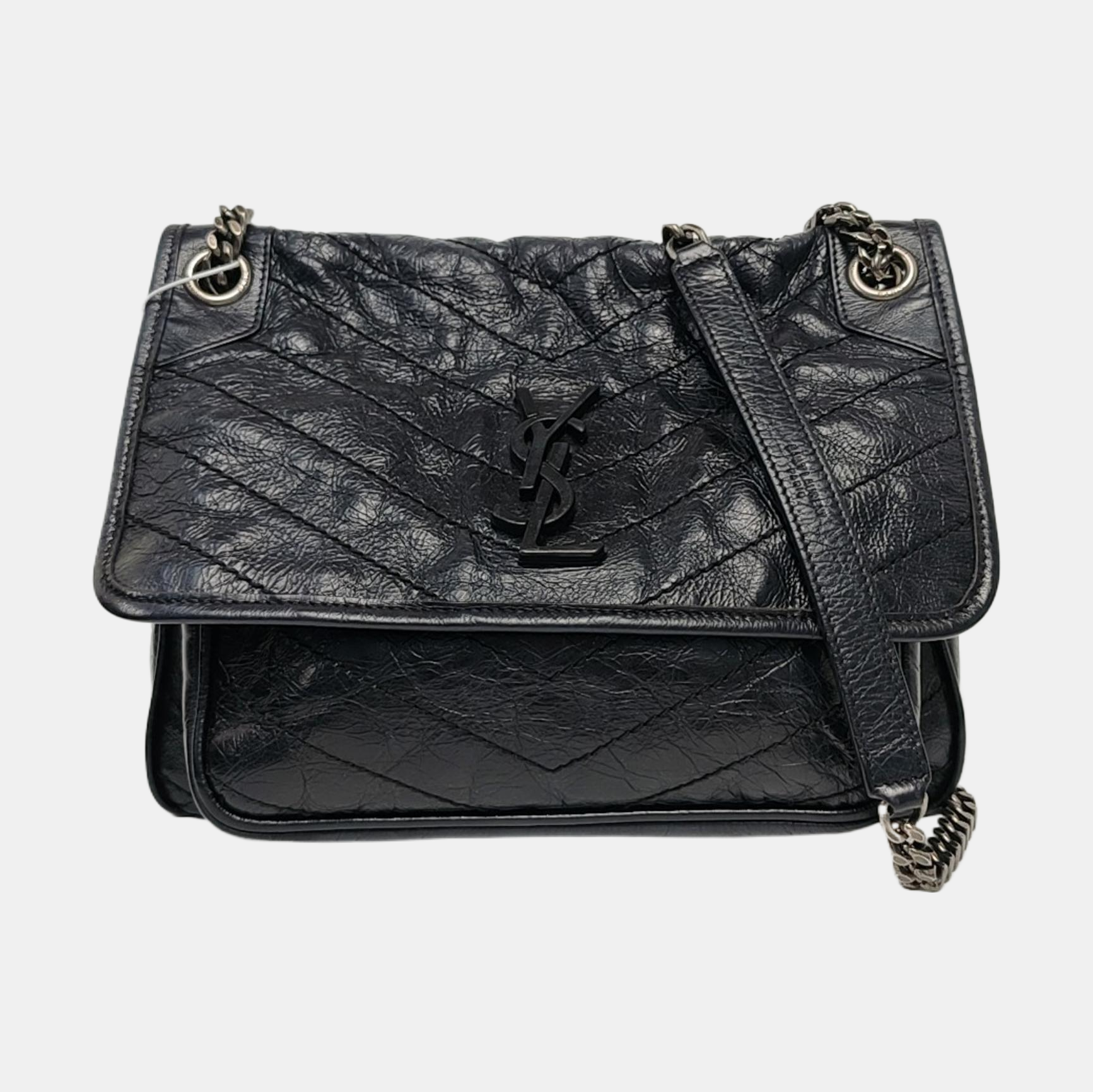 NIKI Medium Chevron Calfskin Black