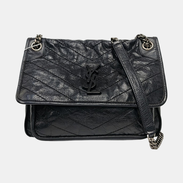 NIKI Medium Chevron Calfskin Black