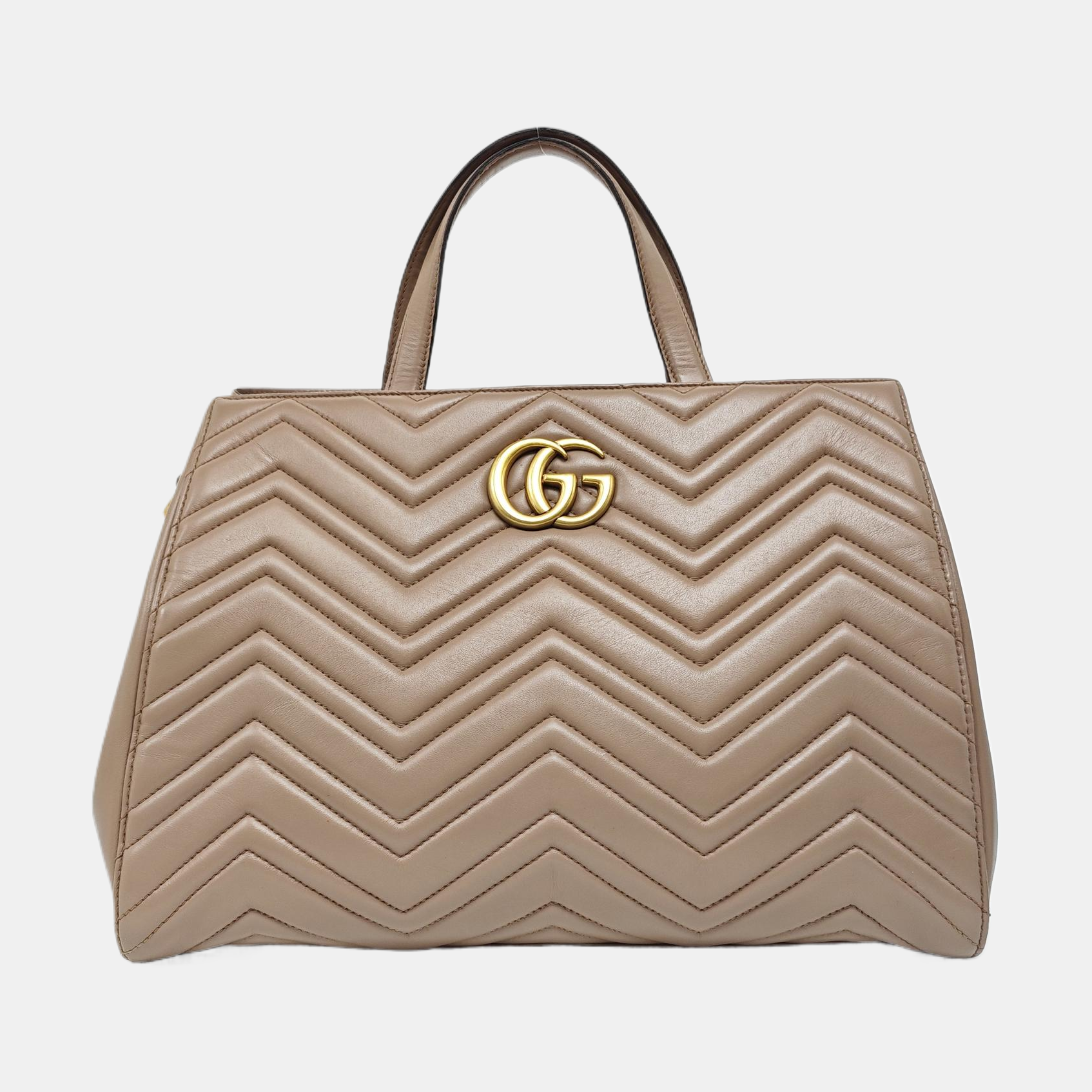 Authenticated pre-owned  GG Marmont Quilted Calfskin Beige - Tote Bag at Looply