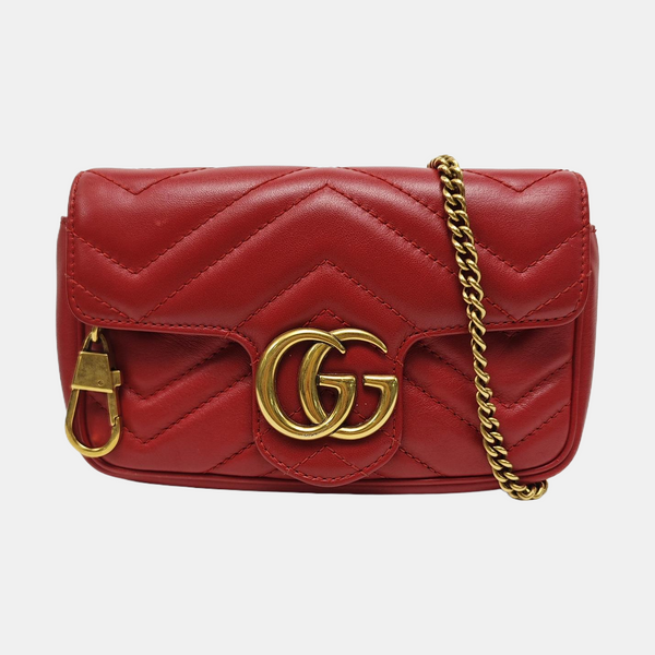 GG Marmont Mini Quilted Calfskin Red