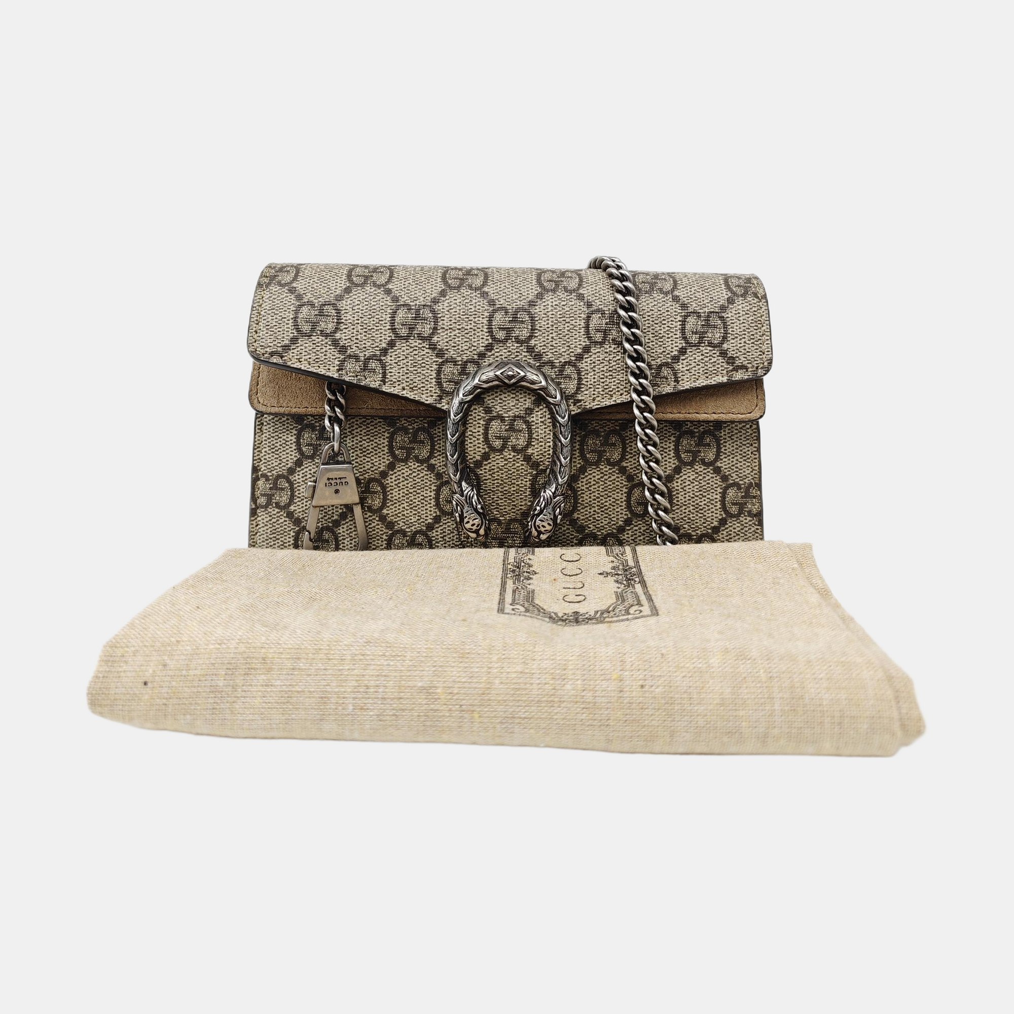 Dionysus Super Mini Monogram Coated Canvas Beige