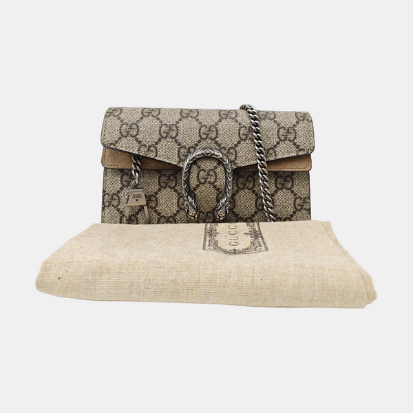 Dionysus Super Mini Monogram Coated Canvas Beige
