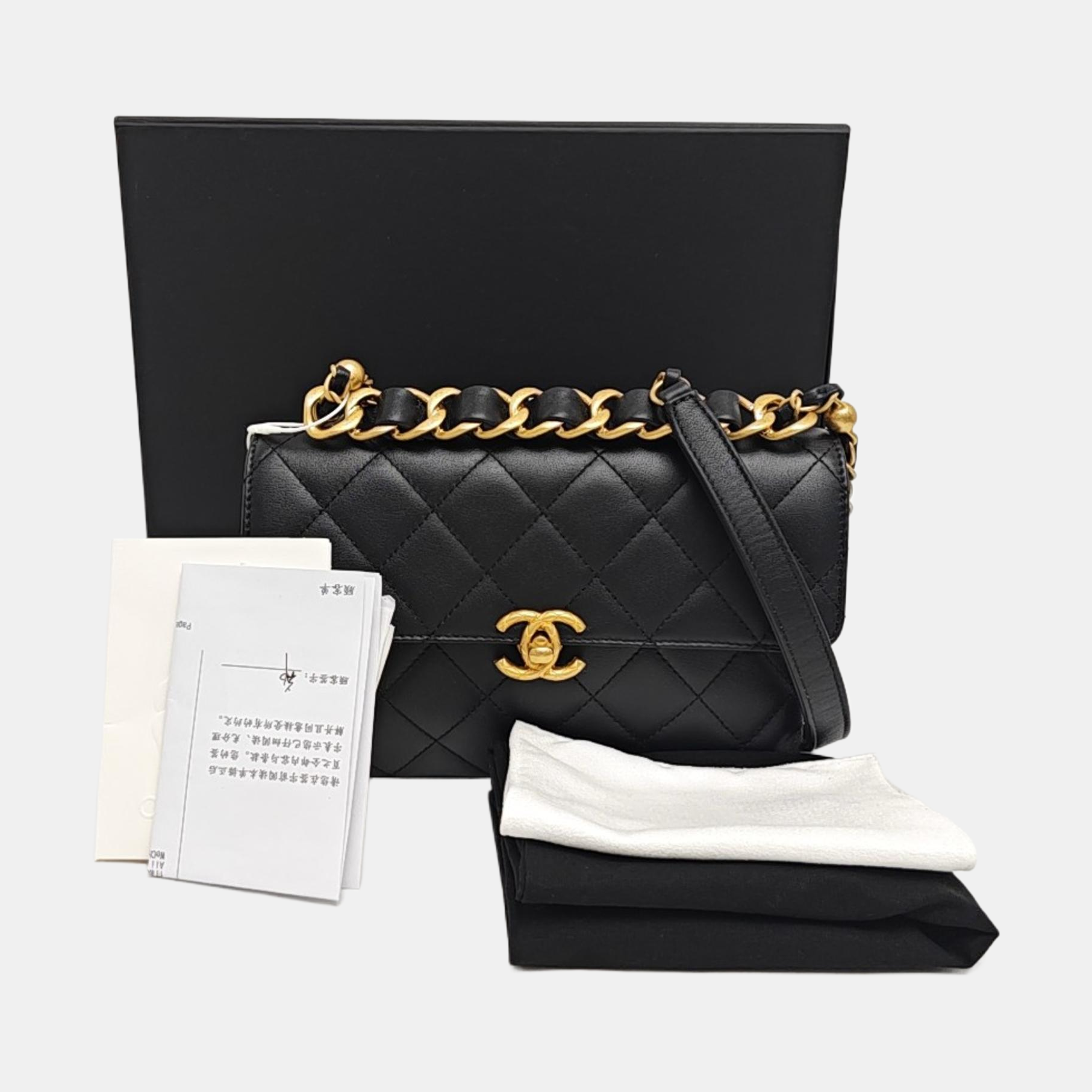 KELLY Small Quilted Calfskin Black