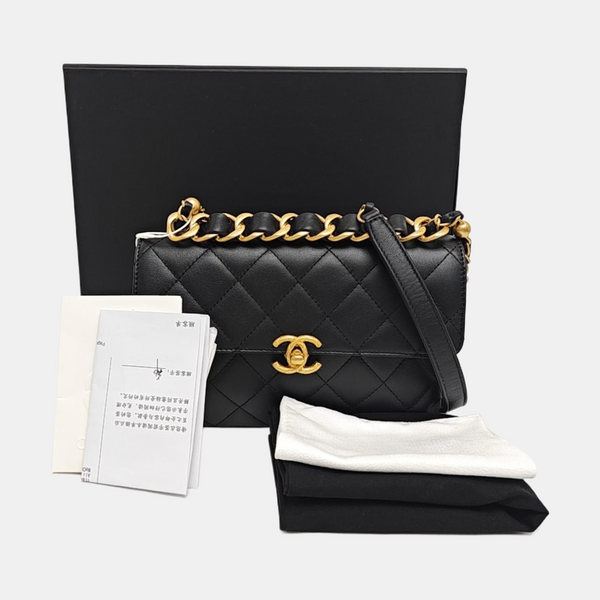 KELLY Small Quilted Calfskin Black