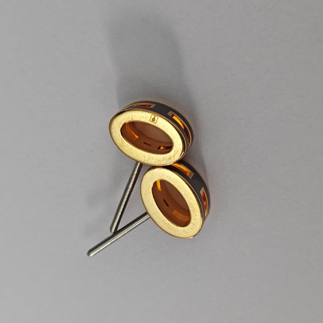Pop H Metal Black Stud Earrings