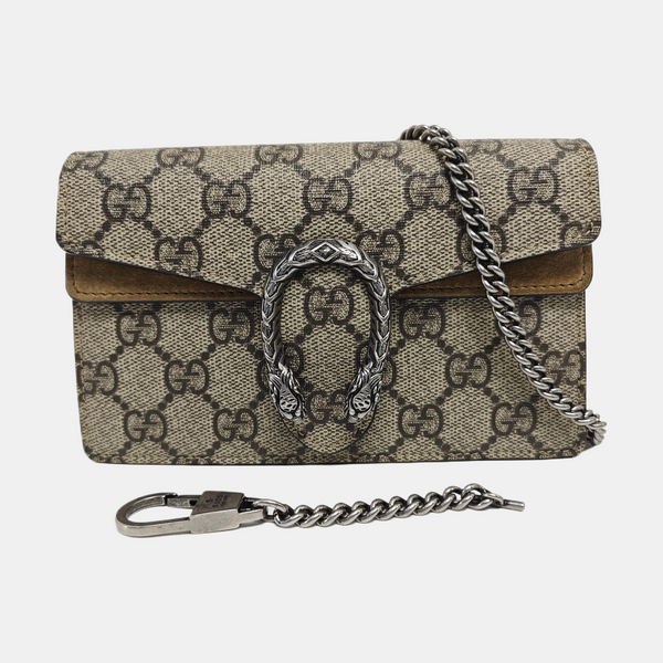 Dionysus Super Mini Monogram Coated Canvas Beige